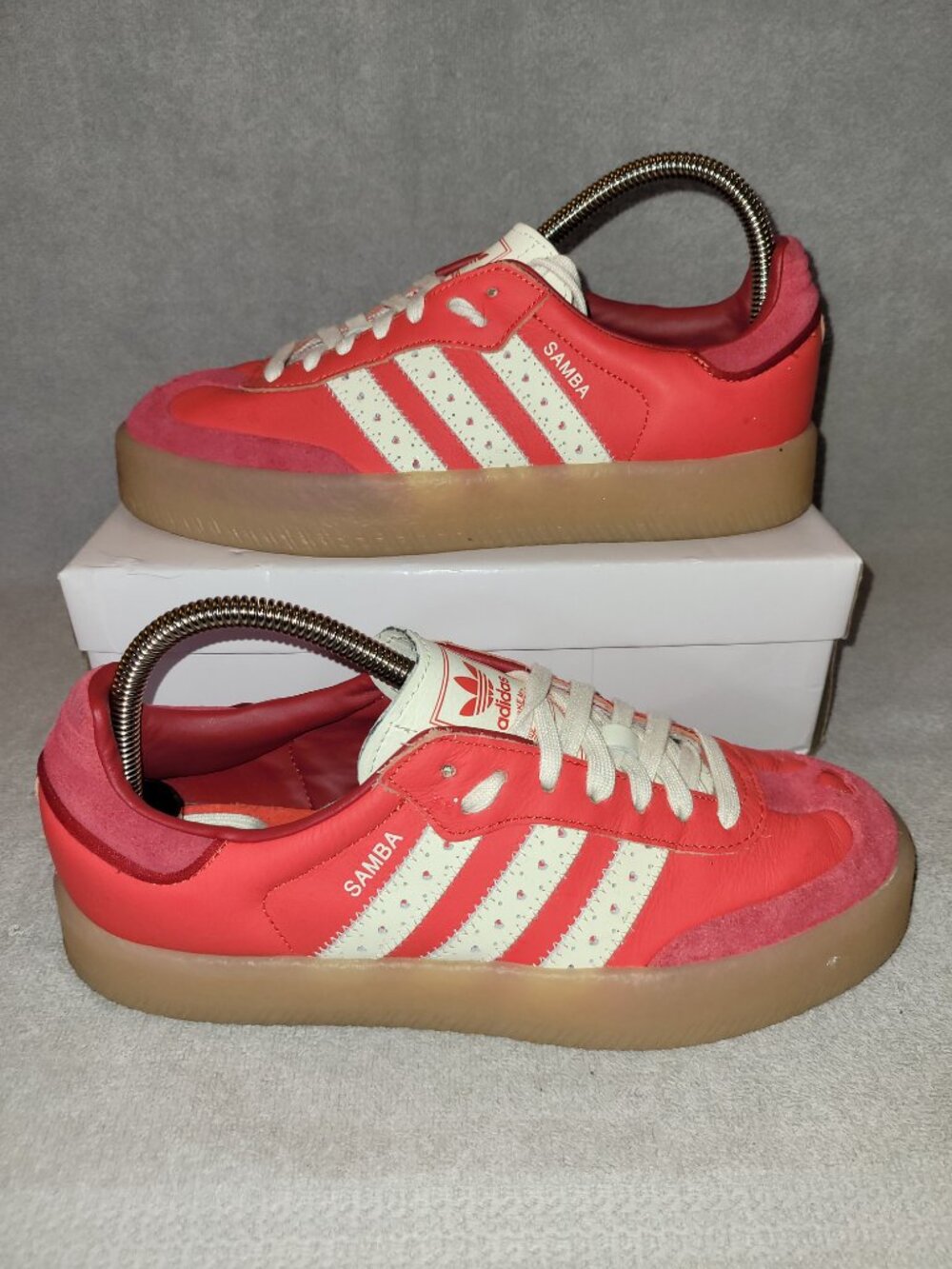Adidas Sambae Samba Women's Size 8 Red White Tan Sneakers JH7287 (#2218)